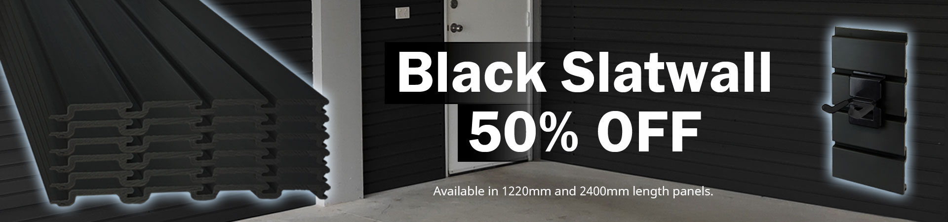 BLACK Slatwall Panels NOW 50% OFF!